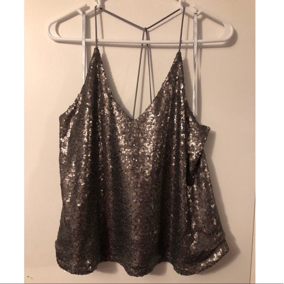 NWT!! Silver sequin top size L!! - Picture 1 of 3